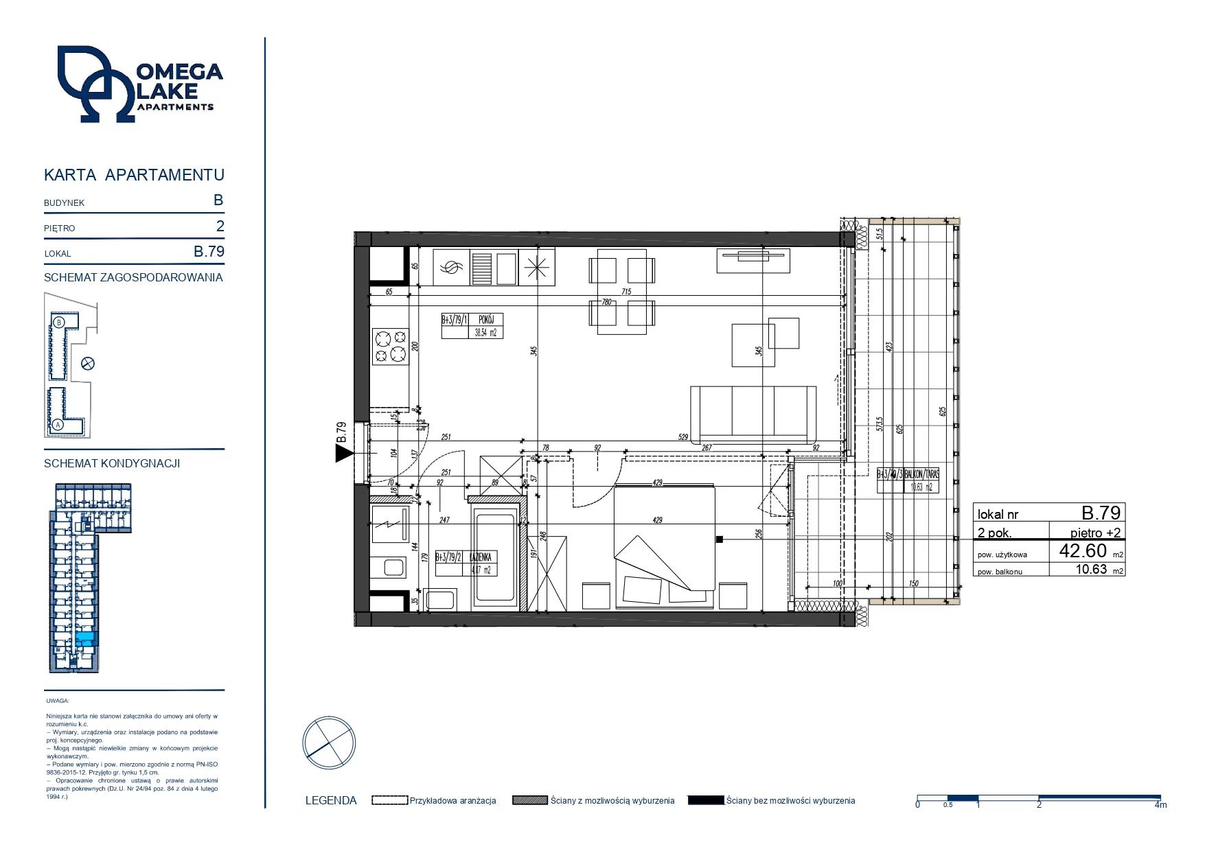 2 pokoje, apartament 42,60 m², piętro 2, oferta nr 2/79/, Omega Lake Apartaments, Olsztyn, Dajtki, ul. Sielska 4