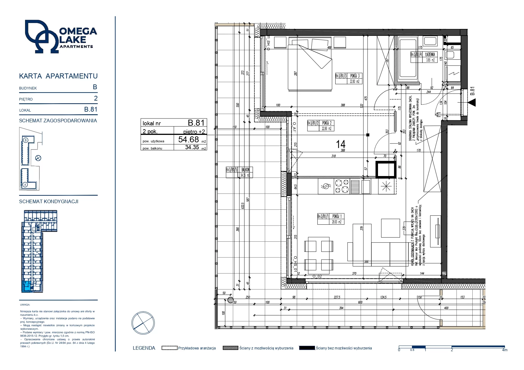 Apartament 54,68 m², piętro 2, oferta nr 2/81/, Omega Lake Apartaments, Olsztyn, Dajtki, ul. Sielska 4