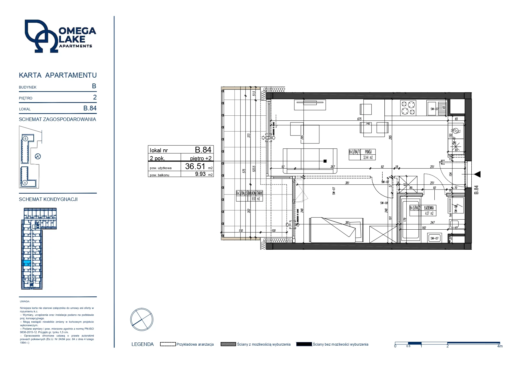 Apartament 36,51 m², piętro 2, oferta nr 2/84/, Omega Lake Apartaments, Olsztyn, Dajtki, ul. Sielska 4