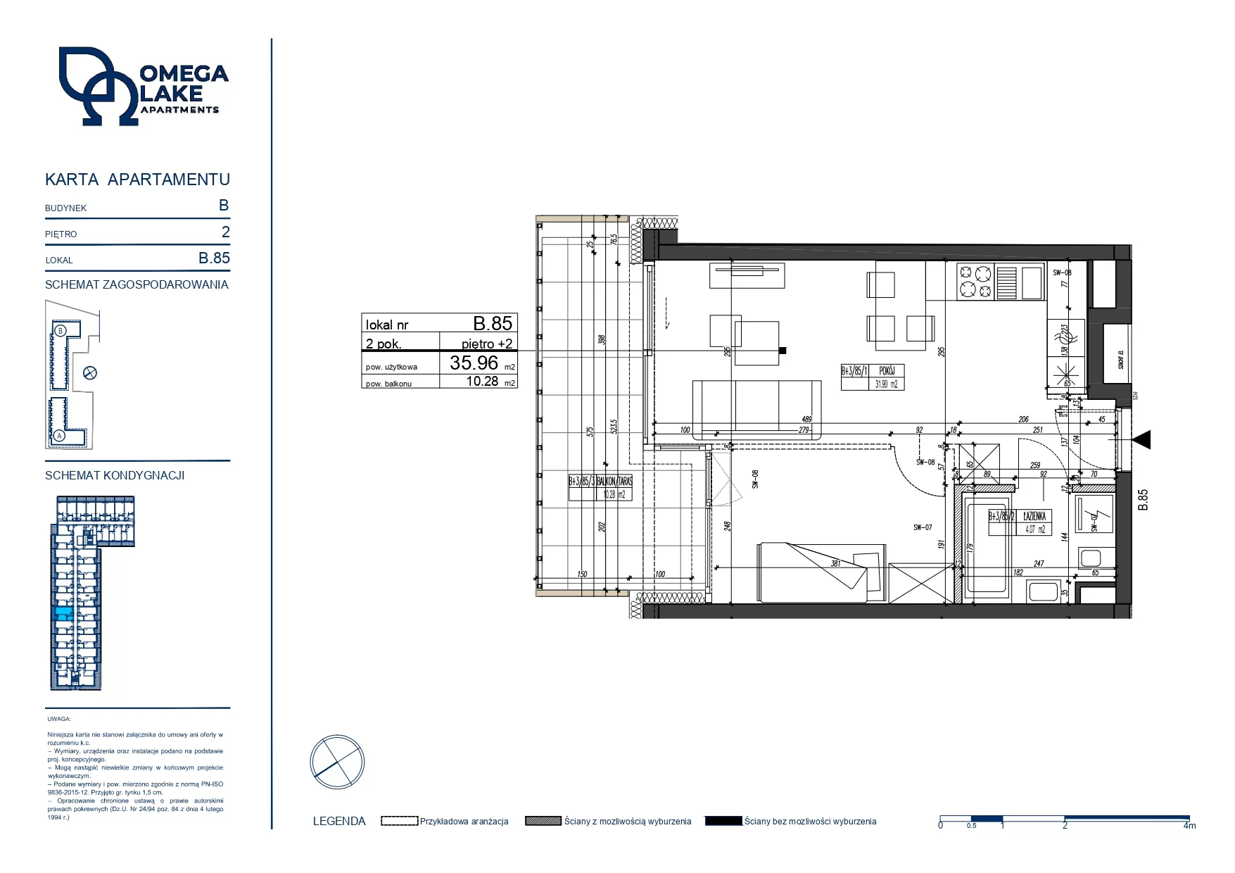 Apartament 35,96 m², piętro 2, oferta nr 2/85/, Omega Lake Apartaments, Olsztyn, Dajtki, ul. Sielska 4