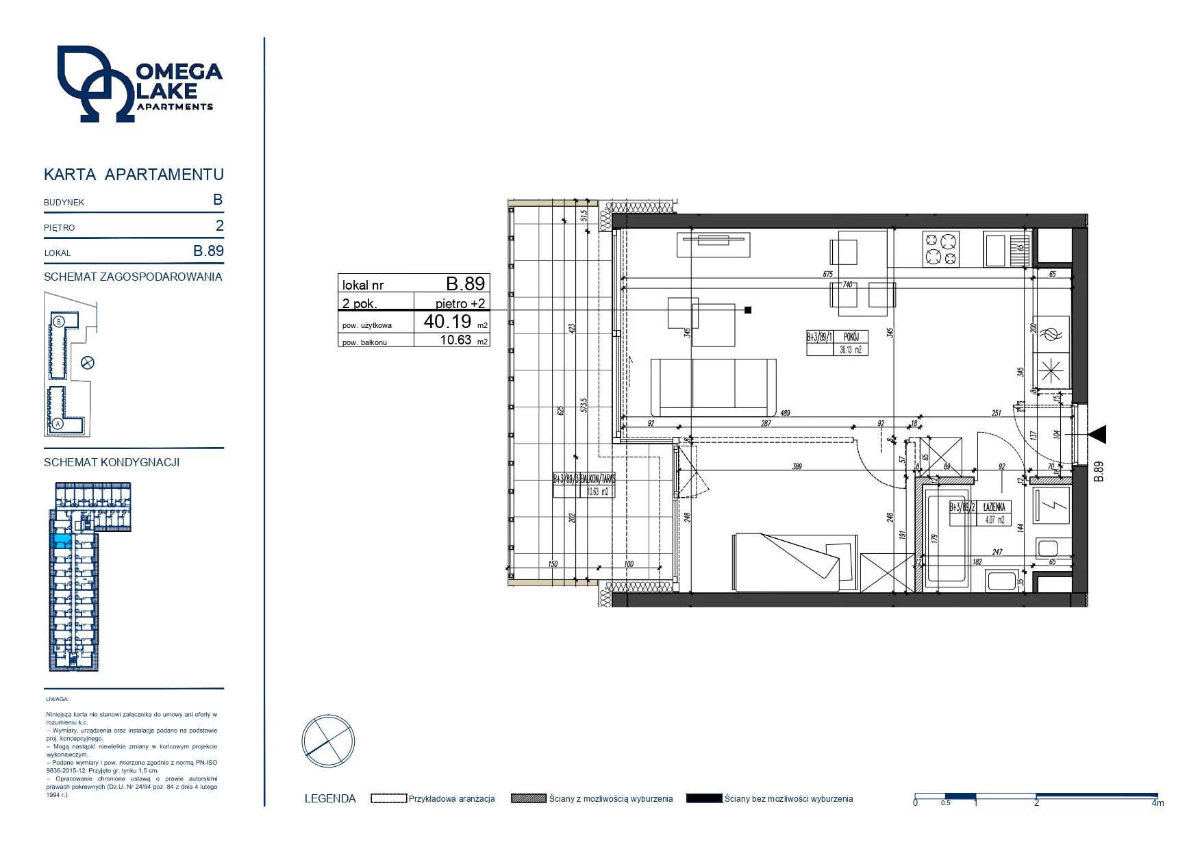 Apartament 40,19 m², piętro 2, oferta nr 2/89/, Omega Lake Apartaments, Olsztyn, Dajtki, ul. Sielska 4