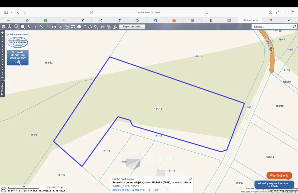 Działka 1 000,00 m², oferta nr , TC495591, Michalin, Żwirowa