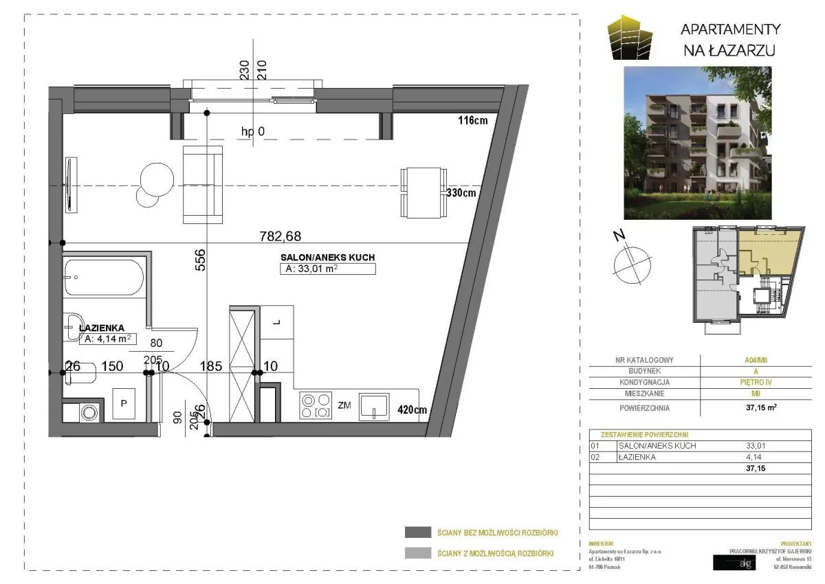 1 pokój, mieszkanie 37,15 m², piętro 4, oferta nr , TC329393, Poznań, Św. Łazarz, Łazarz, Kanałowa