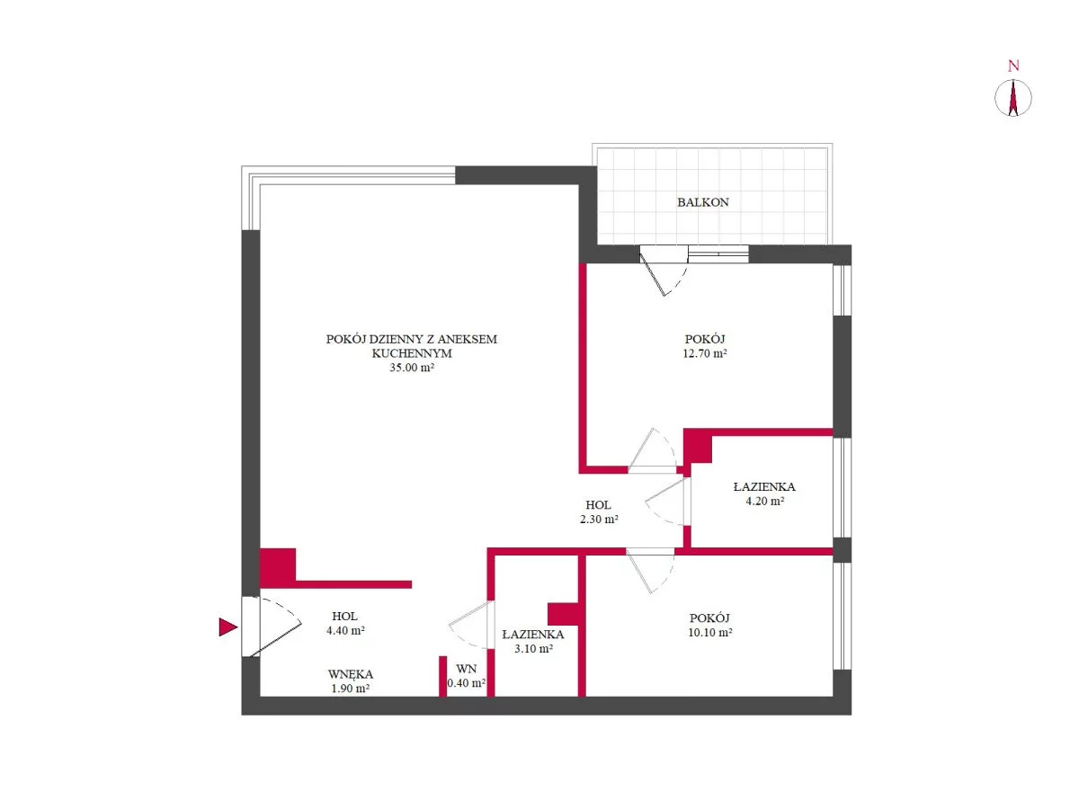 3 pokoje, mieszkanie 76,65 m², piętro 2, oferta nr , TC996872, Gdynia, Chwarzno-Wiczlino, Chwarzno-Wiczlino, Czesława Niemena