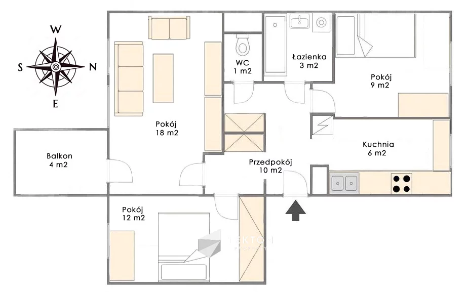 3 pokoje, mieszkanie 59,40 m², piętro 3, oferta nr , TC758667, Olsztyn, Jarosława Iwaszkiewicza