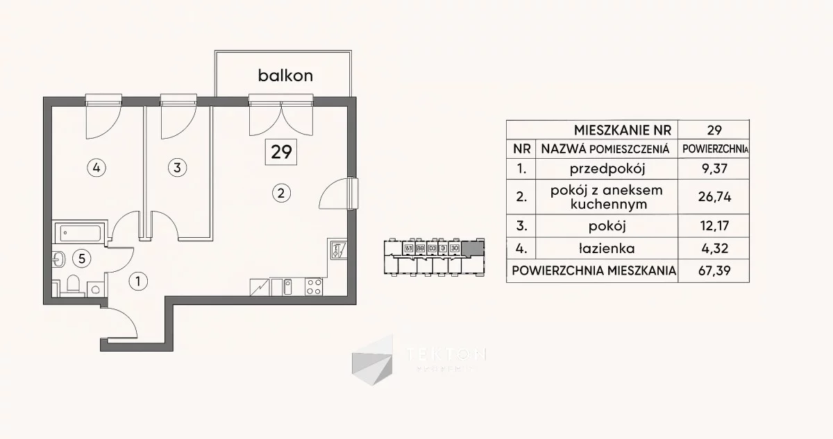 3 pokoje, mieszkanie 62,39 m², piętro 2, oferta nr , TC175291, Gdańsk, Letnica, Letnicka