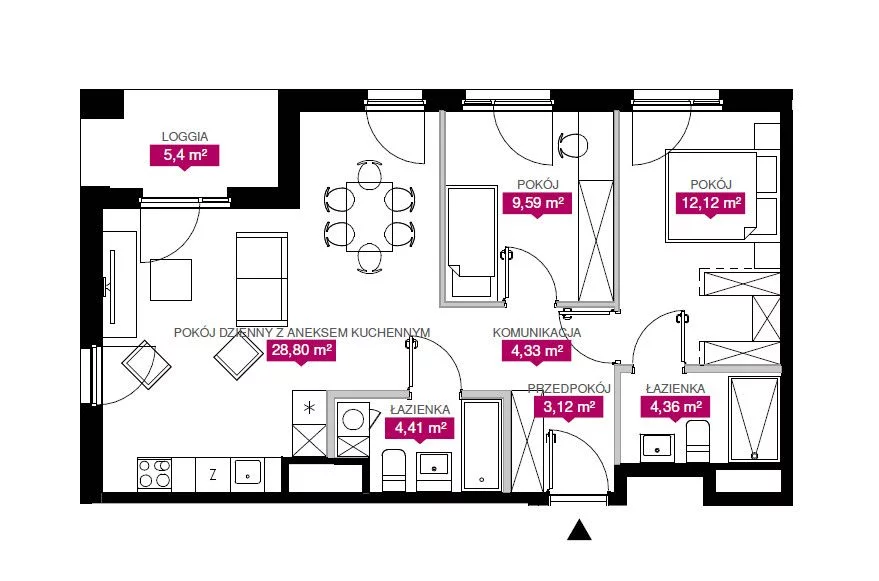 3 pokoje, mieszkanie 69,47 m², piętro 4, oferta nr , TC943181, Łódź, Widzew, Widzew, Milionowa