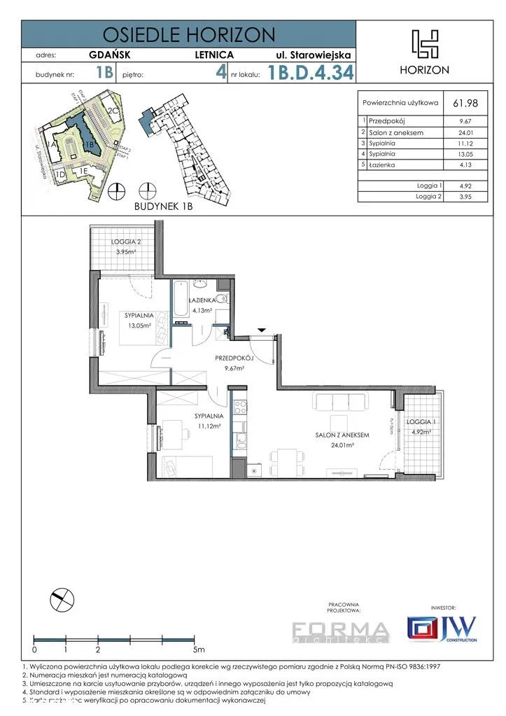 3 pokoje, apartament 62,00 m², piętro 4, oferta nr , TC249500, Gdańsk, Letnica, Starowiejska