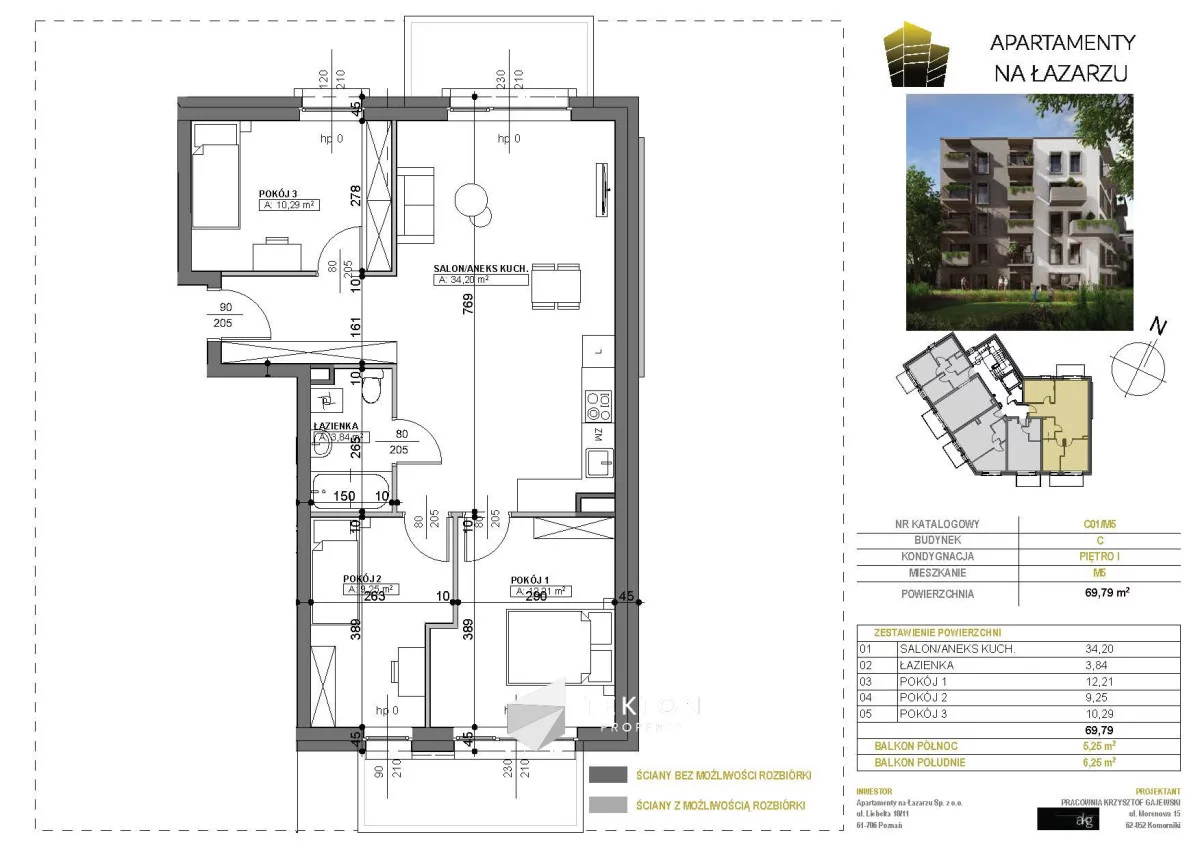 4 pokoje, mieszkanie 69,79 m², piętro 1, oferta nr , TC545582, Poznań, Św. Łazarz, Łazarz, Kanałowa