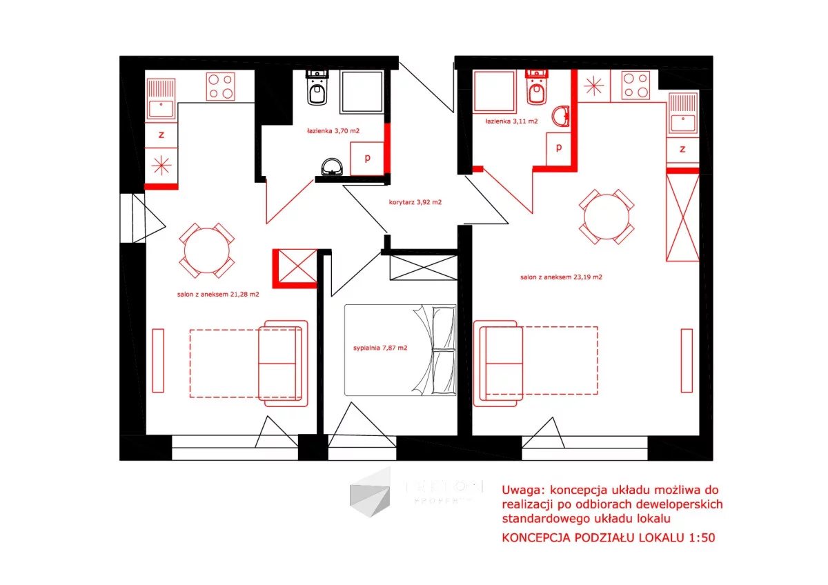 4 pokoje, mieszkanie 59,98 m², piętro 1, oferta nr , TC889910, Poznań, Św. Łazarz, Łazarz, Kanałowa