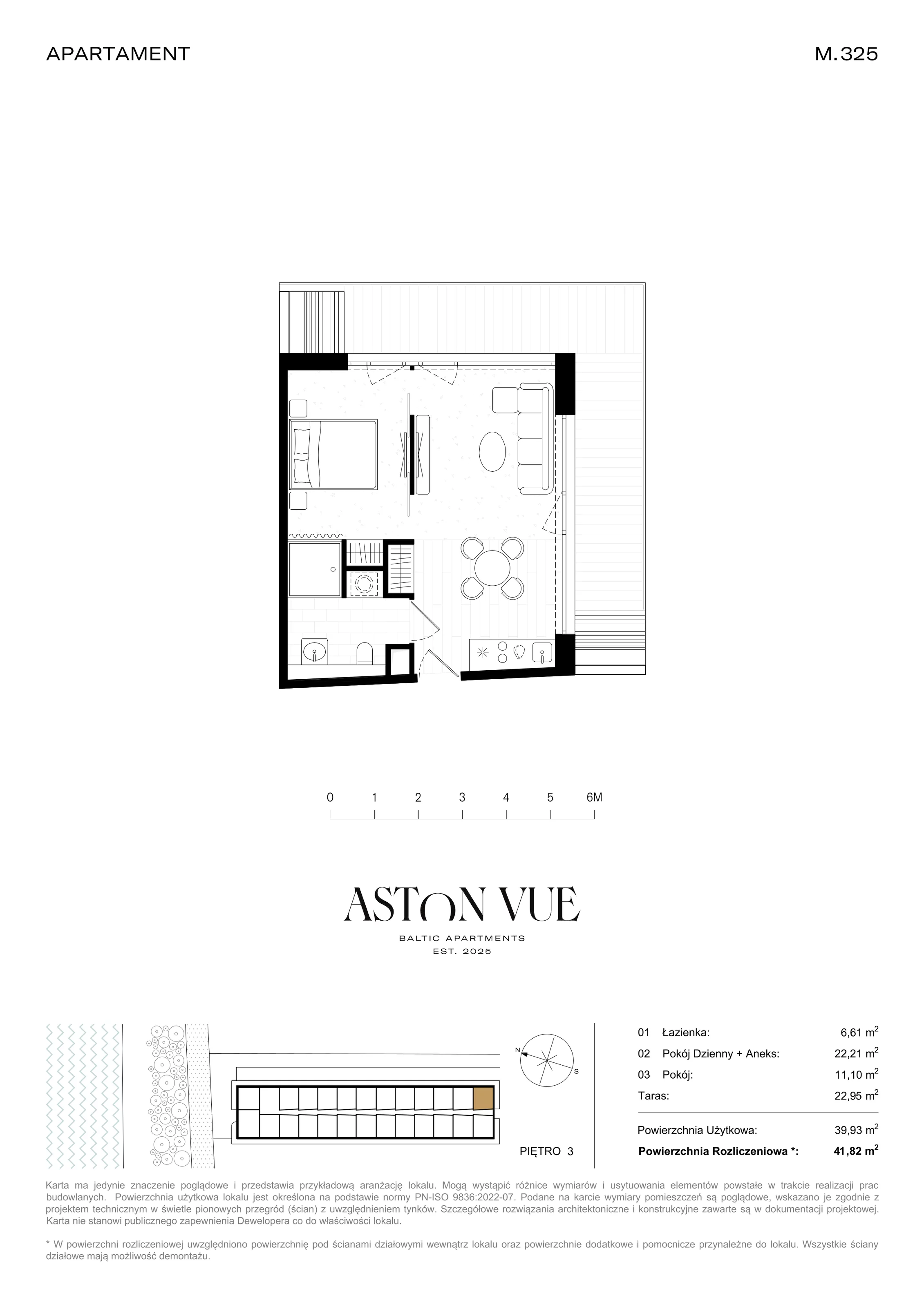 2 pokoje, apartament 41,82 m², piętro 3, oferta nr 325, Aston Vue, Sianożęty, ul. Plażowa 12/Ustronie Morskie