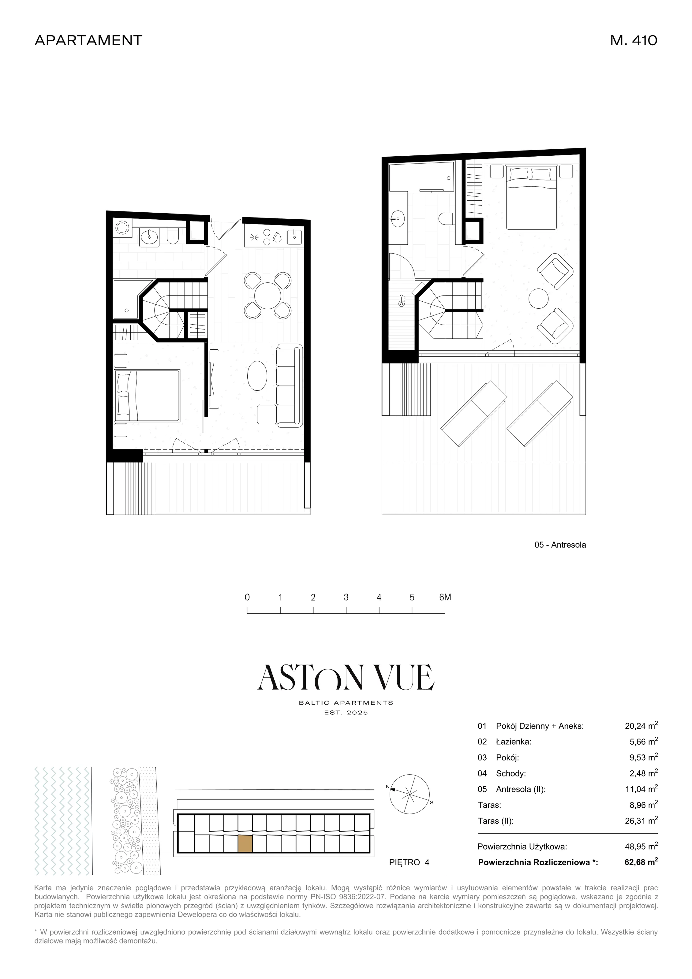2 pokoje, apartament 62,68 m², piętro 4, oferta nr 410, Aston Vue, Sianożęty, ul. Plażowa 12/Ustronie Morskie