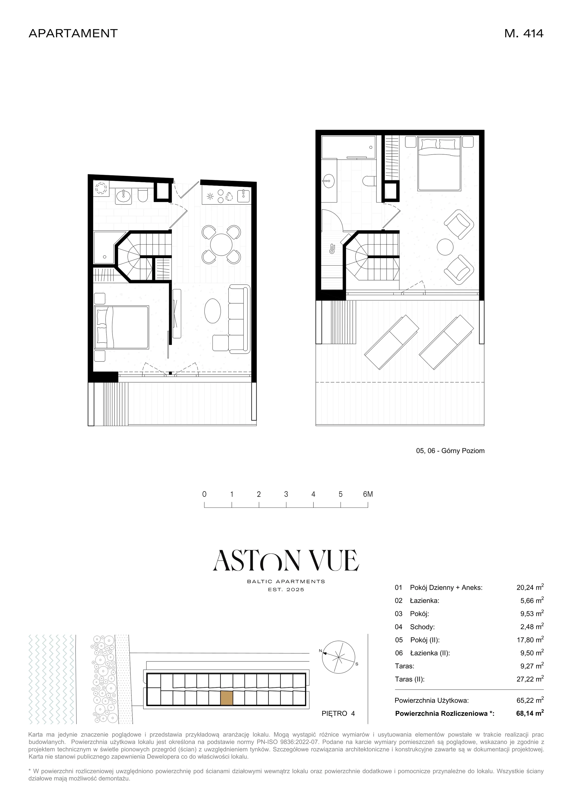 3 pokoje, apartament 68,14 m², piętro 4, oferta nr 414, Aston Vue, Sianożęty, ul. Plażowa 12/Ustronie Morskie