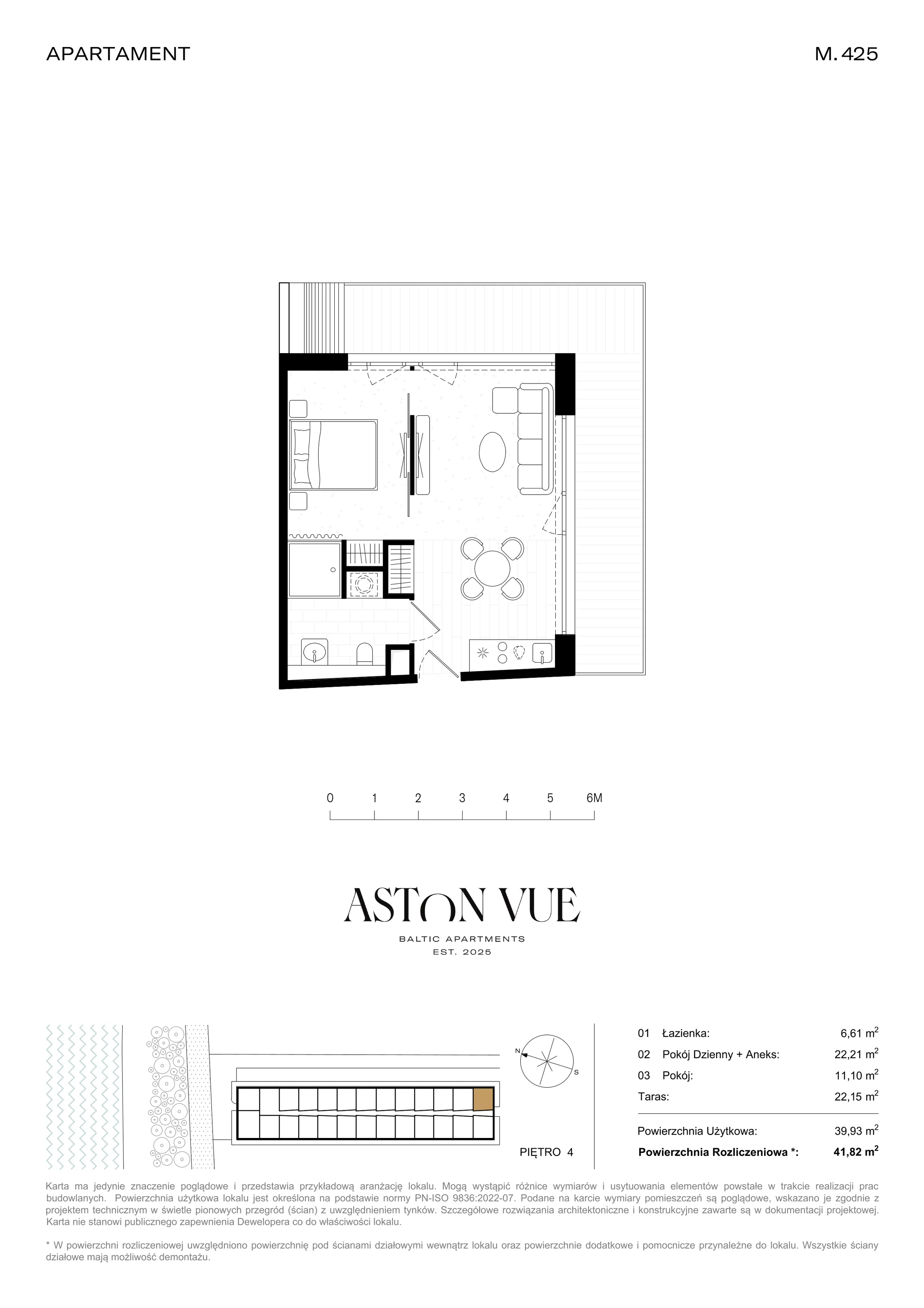 2 pokoje, apartament 41,82 m², piętro 4, oferta nr 425, Aston Vue, Sianożęty, ul. Plażowa 12/Ustronie Morskie