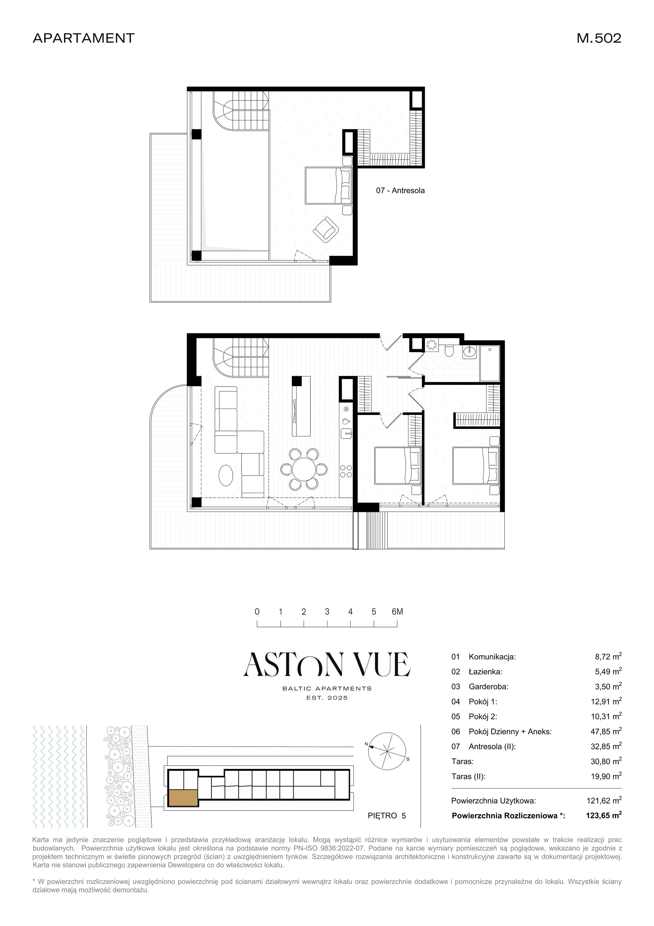 3 pokoje, apartament 123,65 m², piętro 5, oferta nr 502, Aston Vue, Sianożęty, ul. Plażowa 12