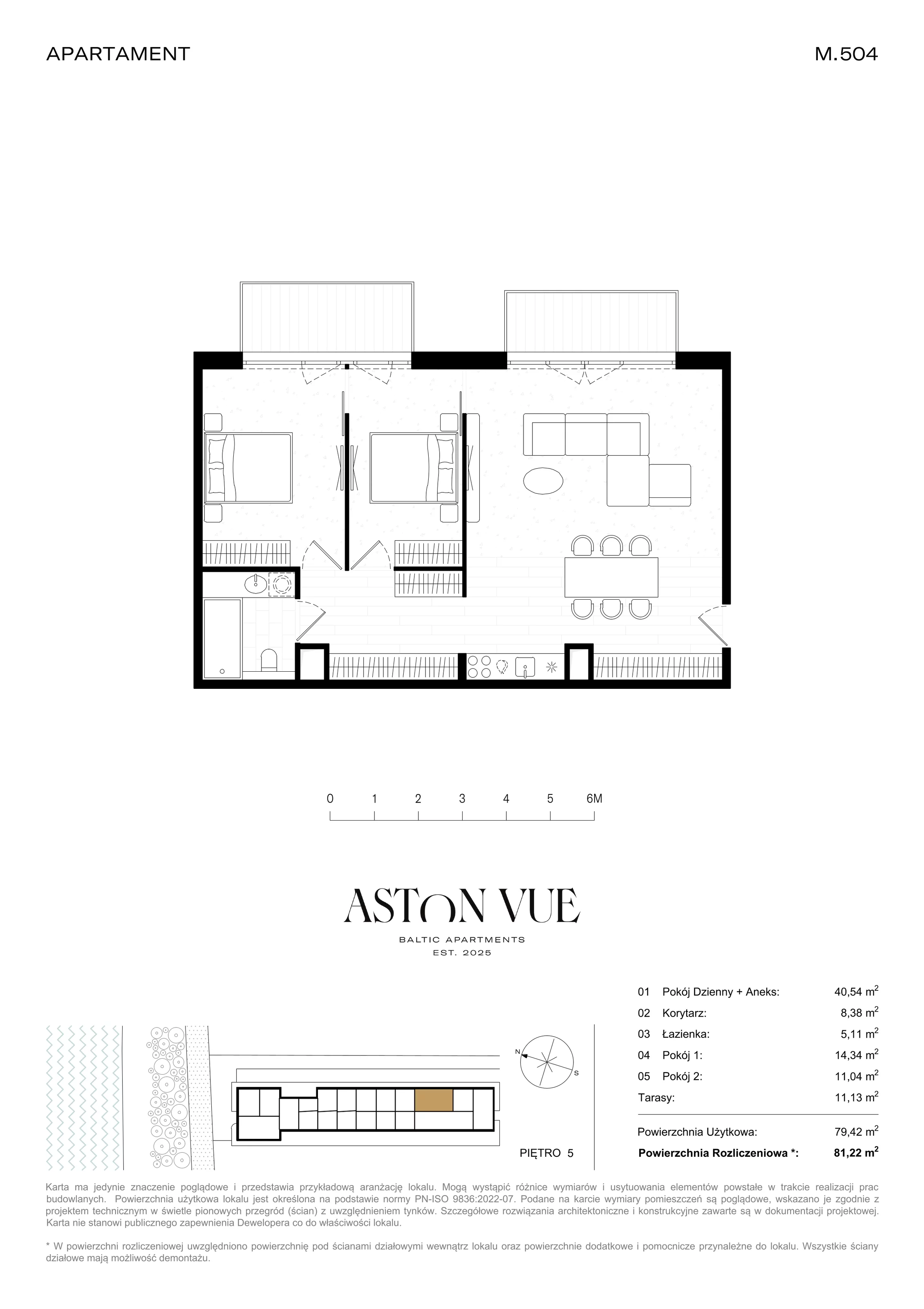 3 pokoje, apartament 81,22 m², piętro 5, oferta nr 504, Aston Vue, Sianożęty, ul. Plażowa 12/Ustronie Morskie