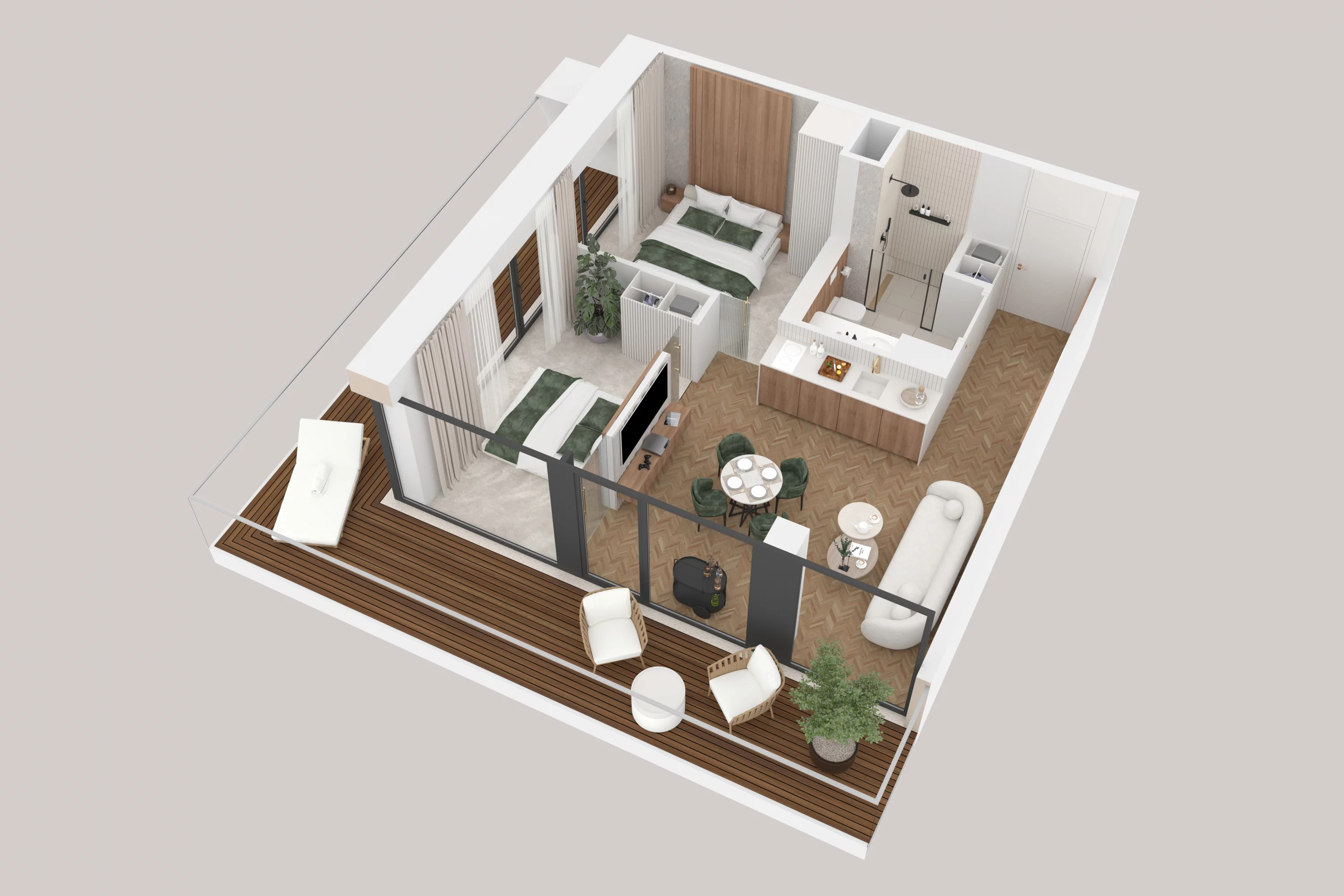 3 pokoje, apartament 47,78 m², piętro 3, oferta nr 301, Aston Vue, Sianożęty, ul. Plażowa 12/Ustronie Morskie