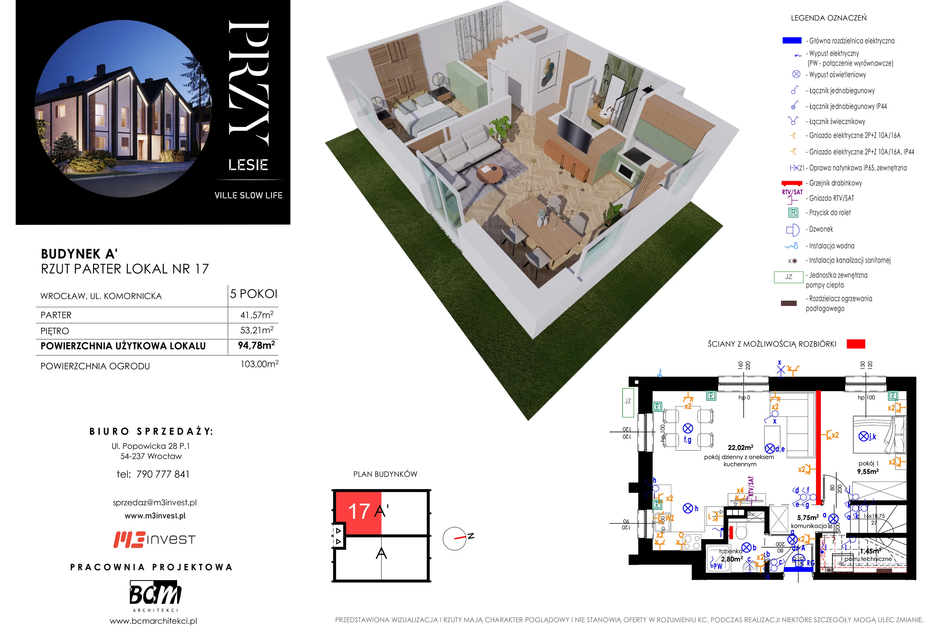 Mieszkanie 94,78 m², parter, oferta nr L17, Przy Lesie Ville Slow Life, Wrocław, Leśnica, Żar, ul. Komornicka