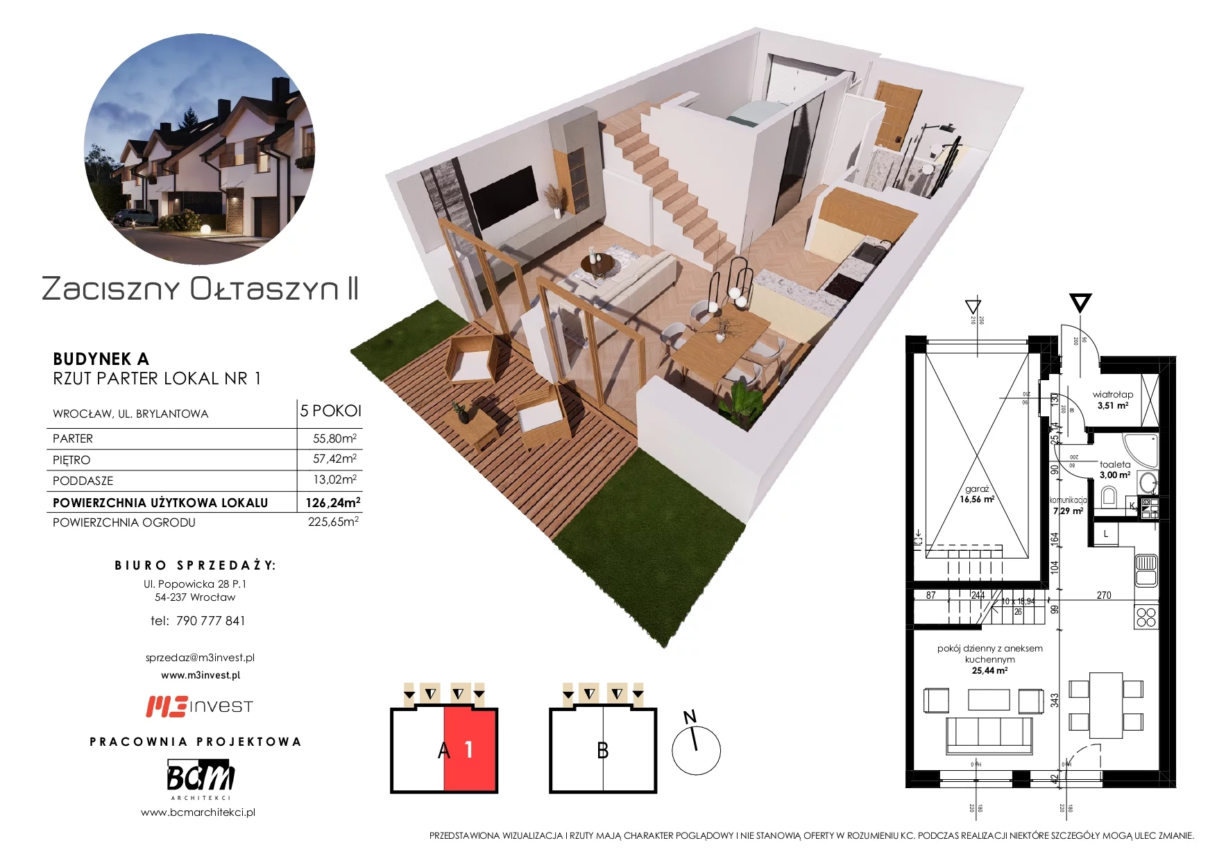 Dom 126,24 m², oferta nr A1, Zaciszny Ołtaszyn II, Wrocław, Ołtaszyn, Krzyki, ul. Brylantowa