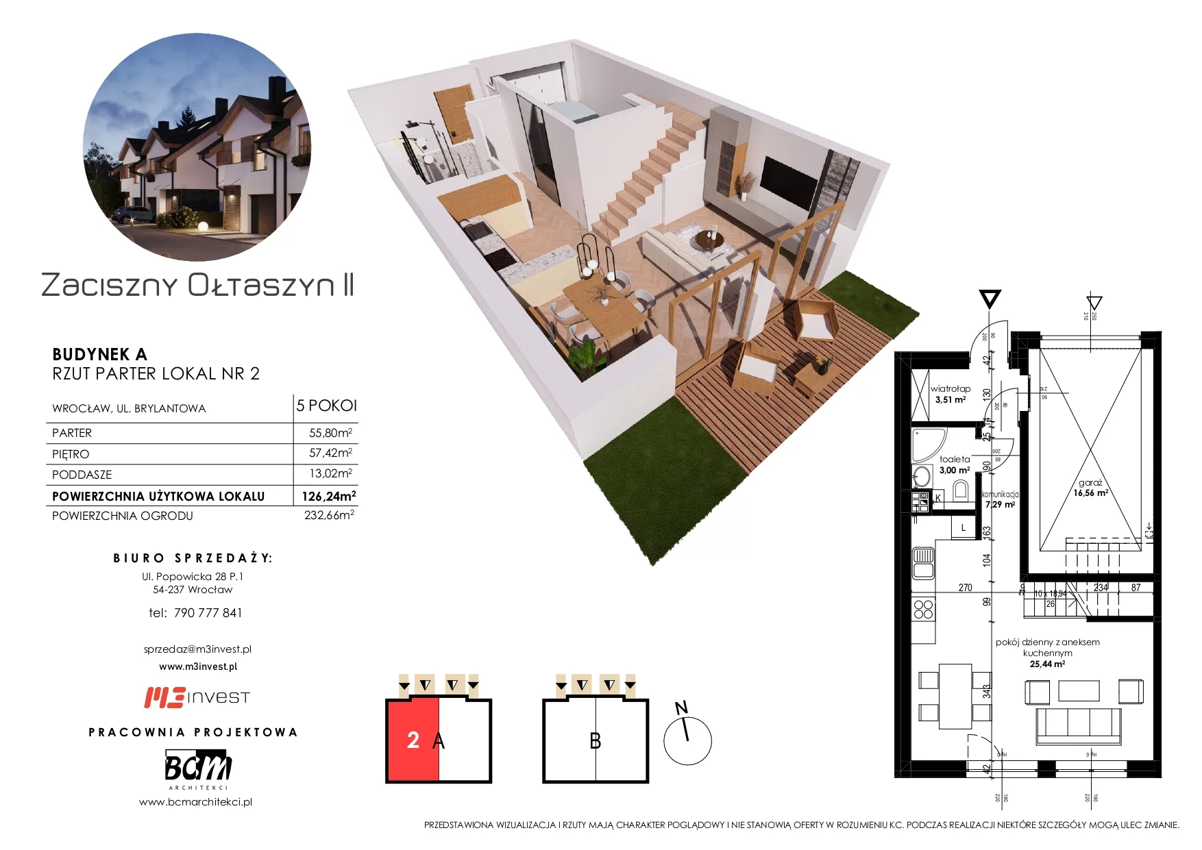 Dom 126,24 m², oferta nr A2, Zaciszny Ołtaszyn II, Wrocław, Ołtaszyn, Krzyki, ul. Brylantowa