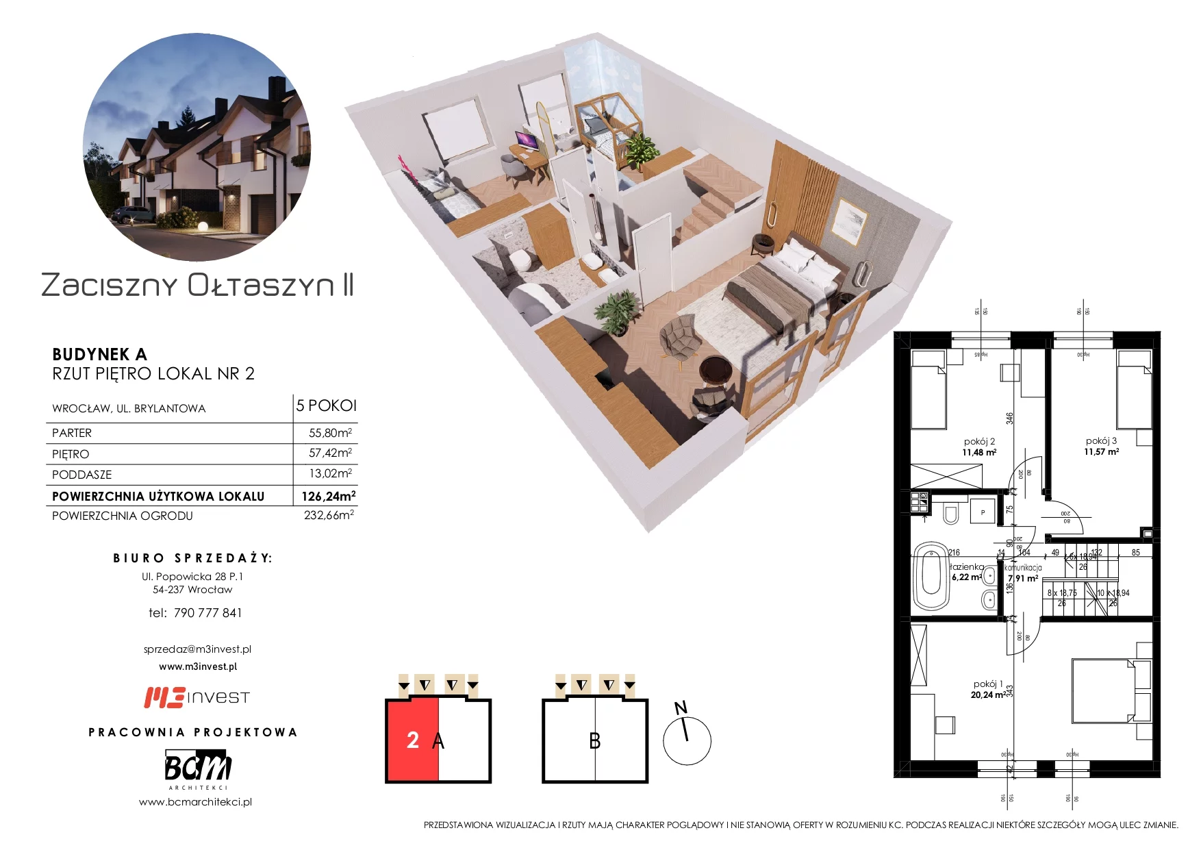 Dom 126,24 m², oferta nr A2, Zaciszny Ołtaszyn II, Wrocław, Ołtaszyn, Krzyki, ul. Brylantowa