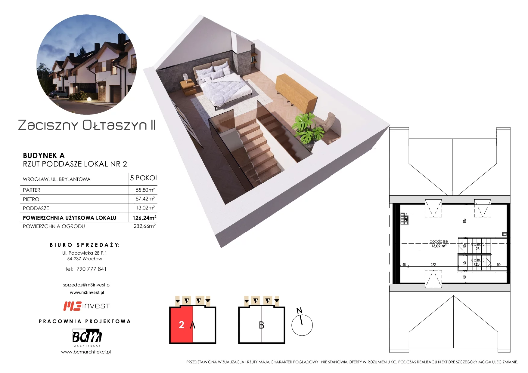 Dom 126,24 m², oferta nr A2, Zaciszny Ołtaszyn II, Wrocław, Ołtaszyn, Krzyki, ul. Brylantowa