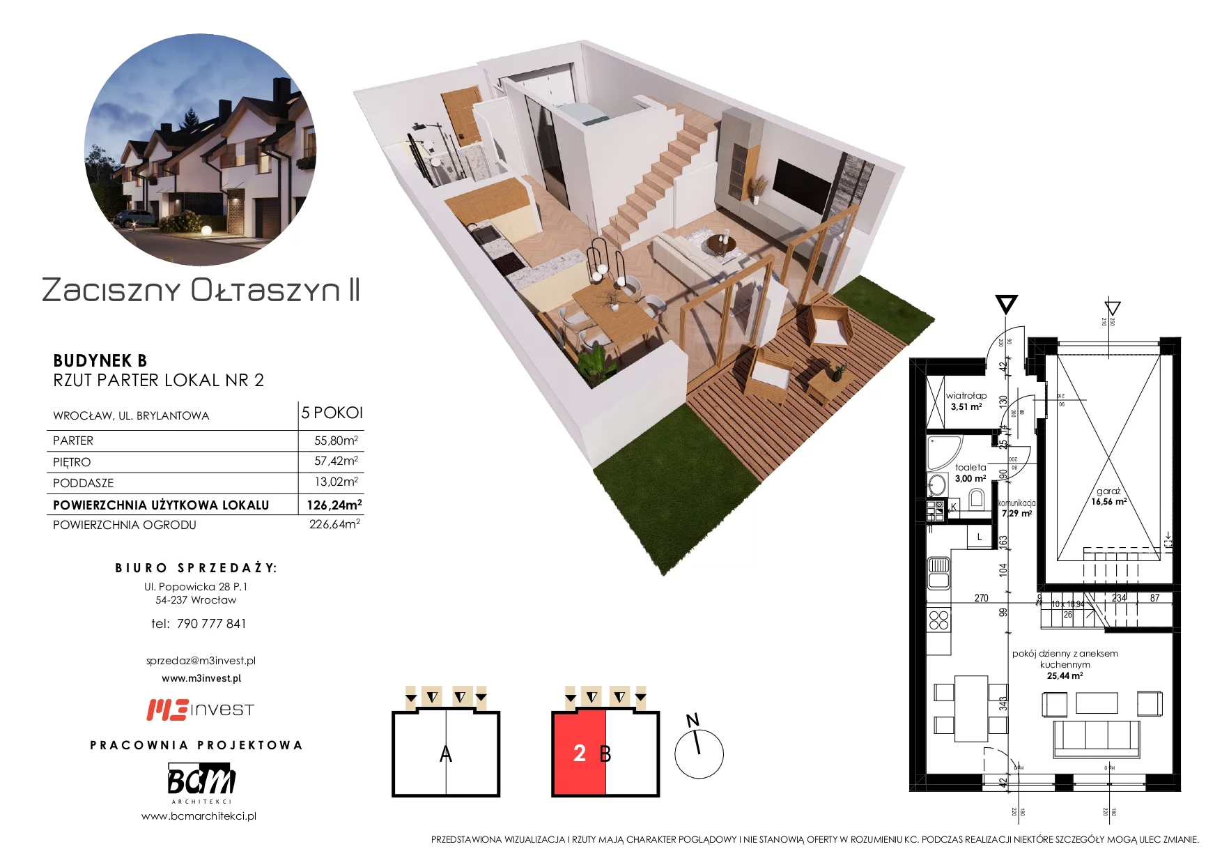 Dom 126,24 m², oferta nr B2, Zaciszny Ołtaszyn II, Wrocław, Ołtaszyn, Krzyki, ul. Brylantowa