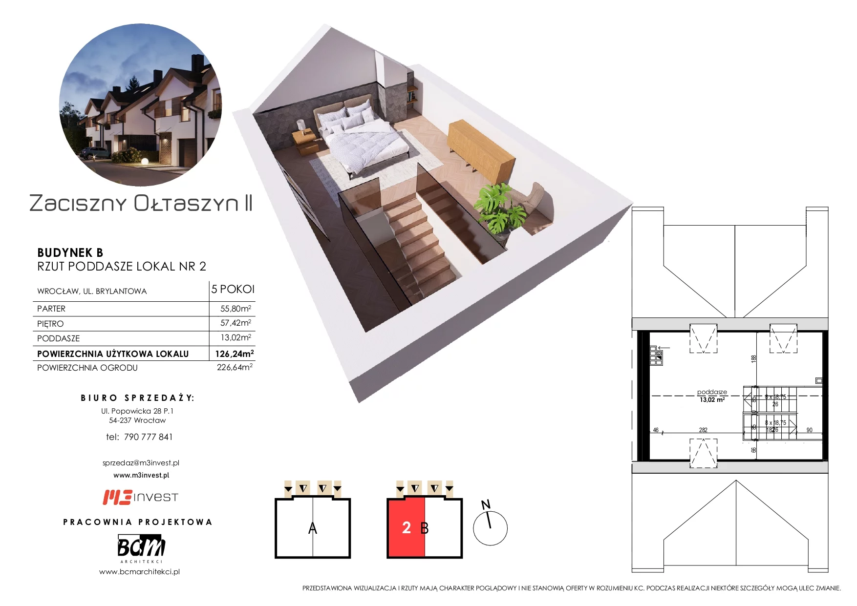 Dom 126,24 m², oferta nr B2, Zaciszny Ołtaszyn II, Wrocław, Ołtaszyn, Krzyki, ul. Brylantowa