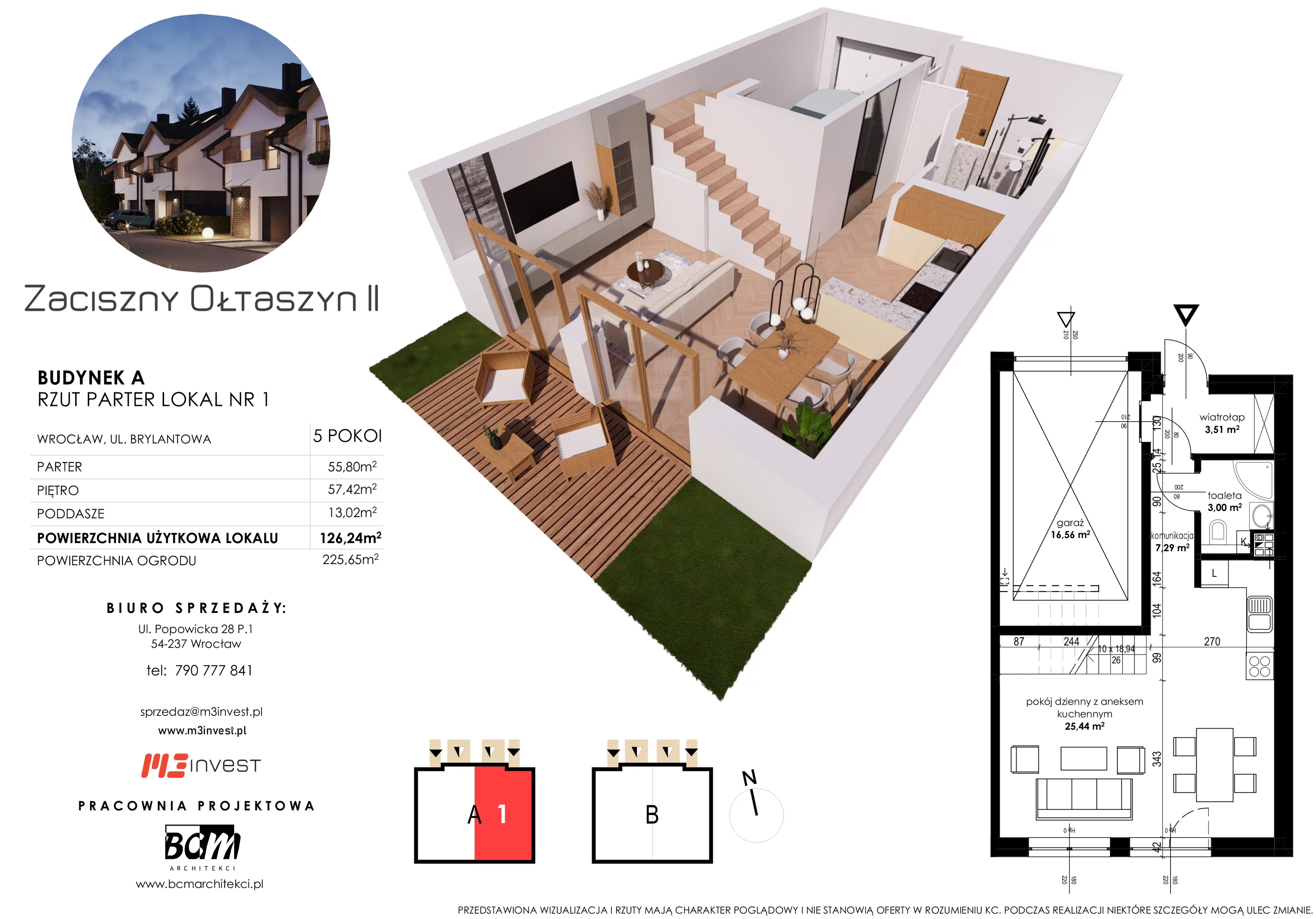 Dom 126,24 m², oferta nr A1, Zaciszny Ołtaszyn II, Wrocław, Ołtaszyn, Krzyki, ul. Brylantowa