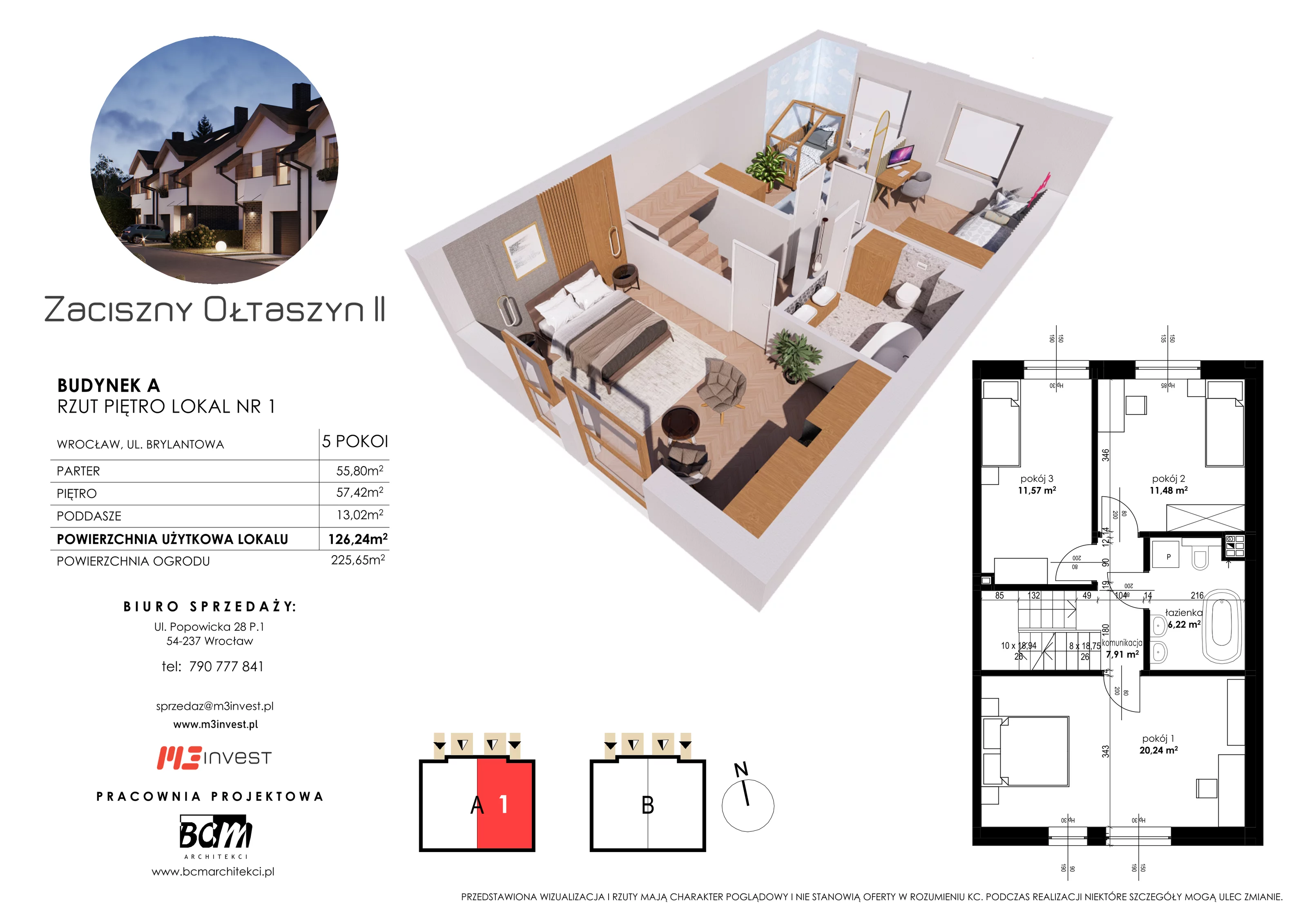 Dom 126,24 m², oferta nr A1, Zaciszny Ołtaszyn II, Wrocław, Ołtaszyn, Krzyki, ul. Brylantowa