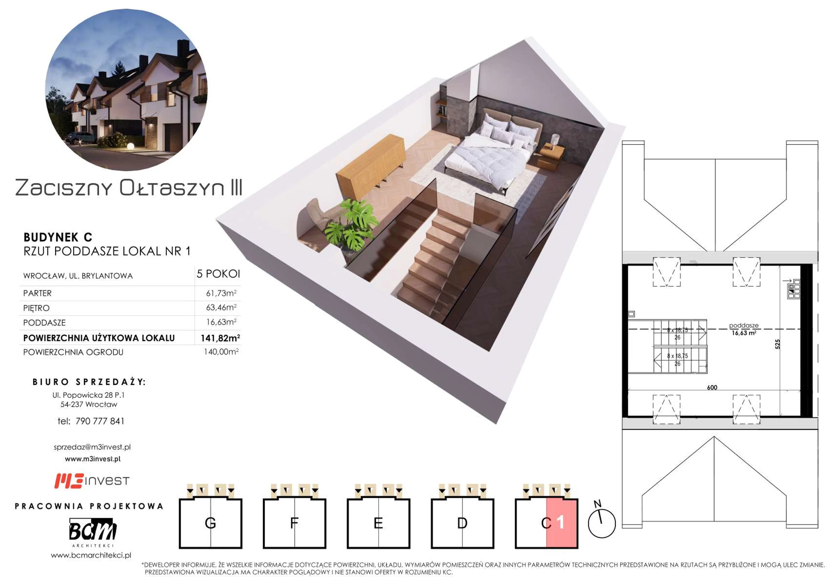 Dom 141,82 m², oferta nr C1, Zaciszny Ołtaszyn III, Wrocław, Ołtaszyn, Krzyki, ul. Brylantowa