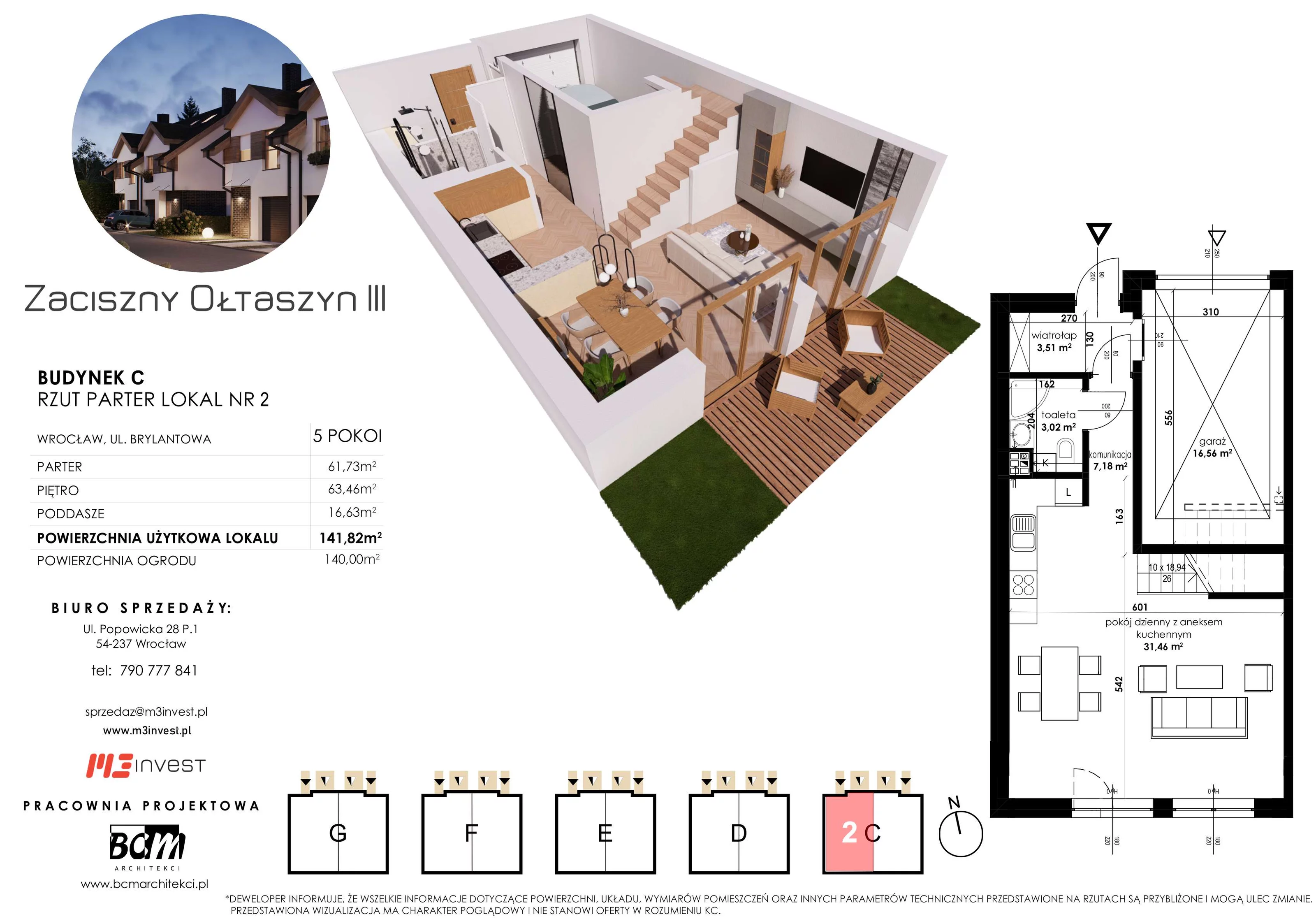 Dom 141,82 m², oferta nr C2, Zaciszny Ołtaszyn III, Wrocław, Ołtaszyn, Krzyki, ul. Brylantowa