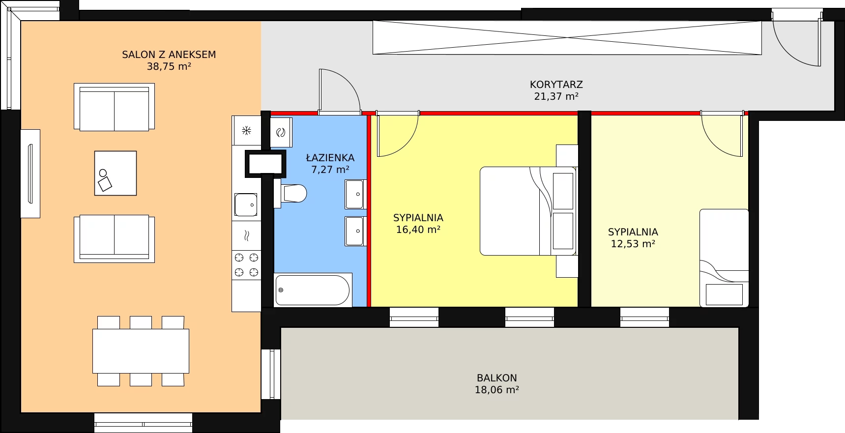 Mieszkanie 96,28 m², piętro 1, oferta nr KL1M8, Arka Nova, Skawina, ul. Graniczna