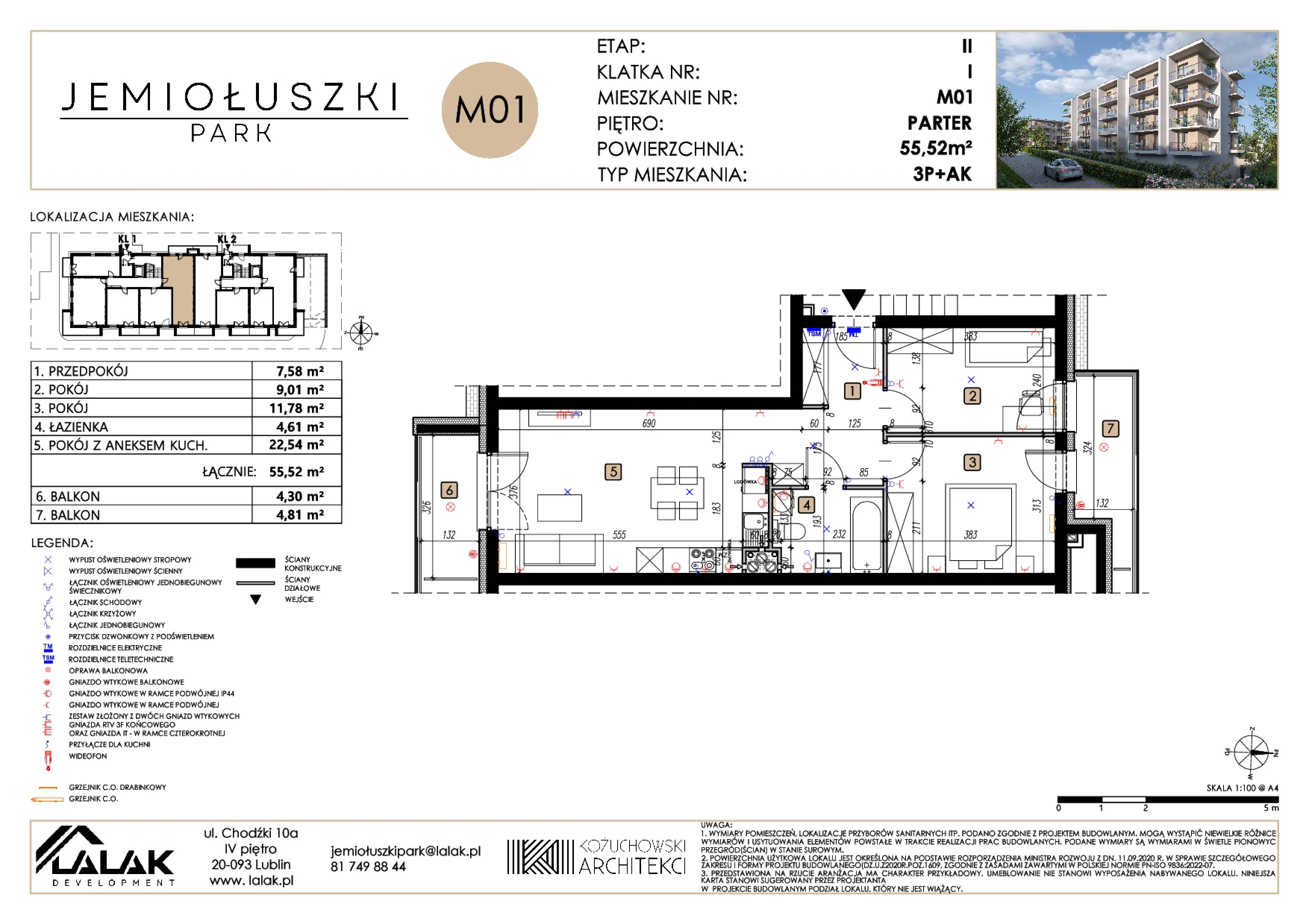 3 pokoje, mieszkanie 55,52 m², parter, oferta nr A2_M01, Jemiołuszki Park II, Lublin, Węglin Południowy, ul. Jemiołuszki