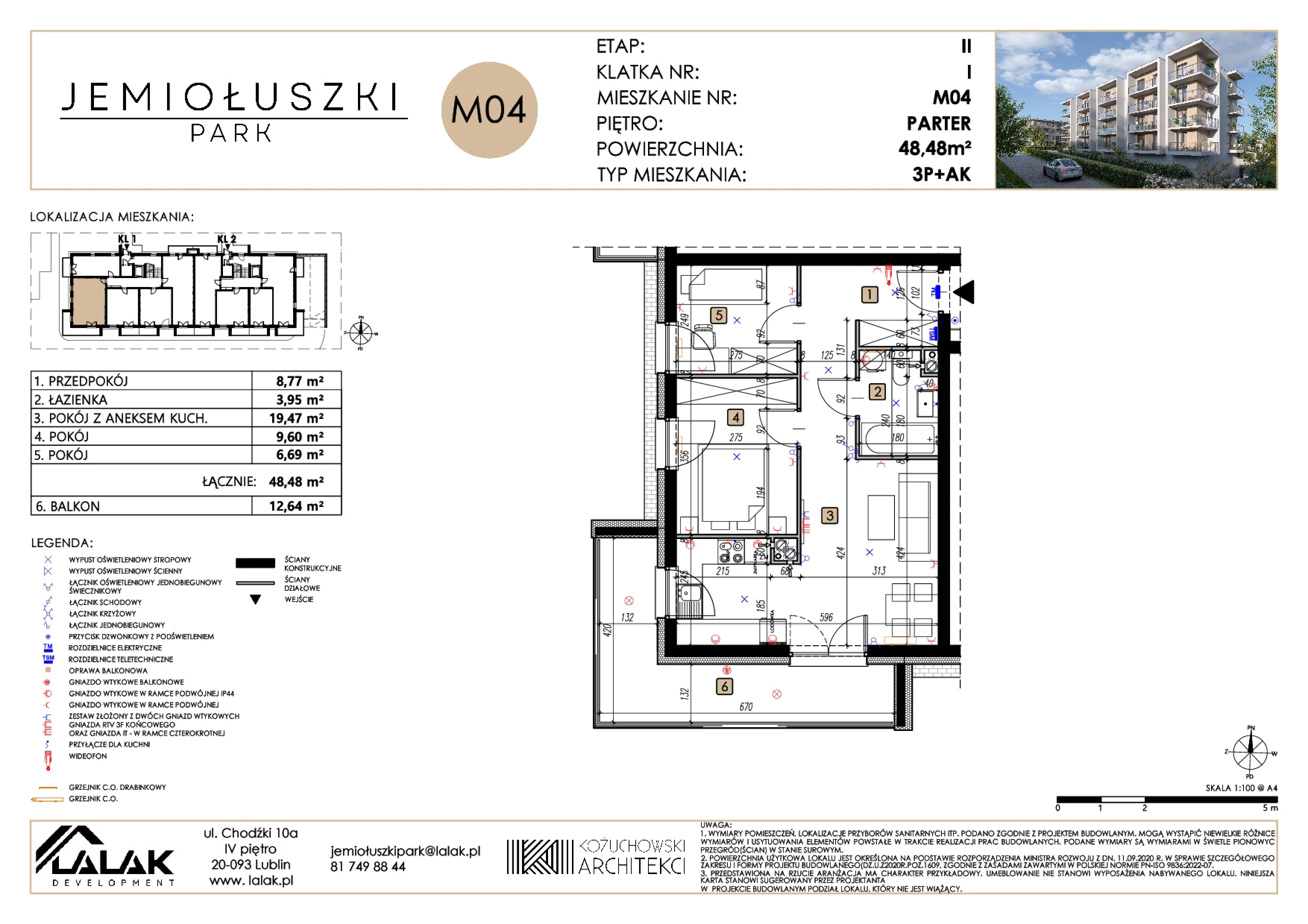 3 pokoje, mieszkanie 48,48 m², parter, oferta nr A2_M04, Jemiołuszki Park II, Lublin, Węglin Południowy, ul. Jemiołuszki