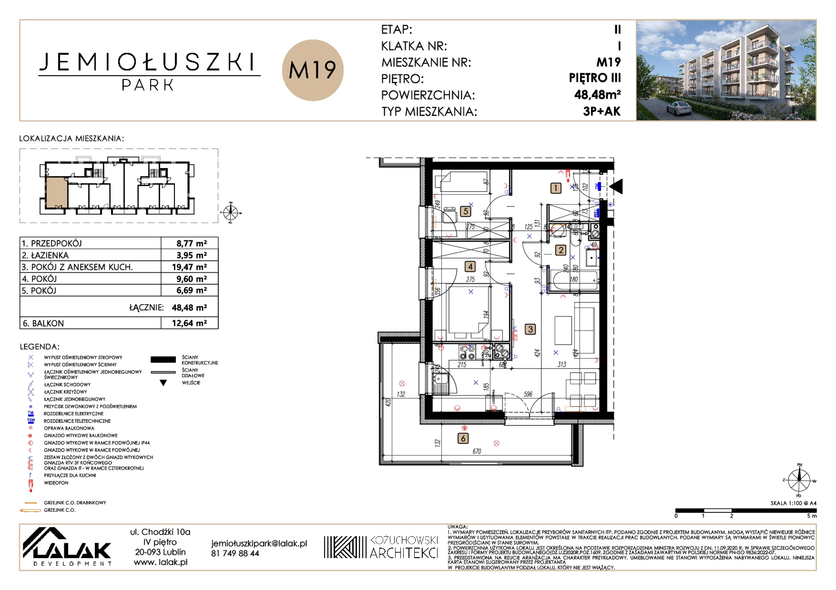 3 pokoje, mieszkanie 48,48 m², piętro 3, oferta nr A2_M19/P, Jemiołuszki Park II, Lublin, Węglin Południowy, ul. Jemiołuszki
