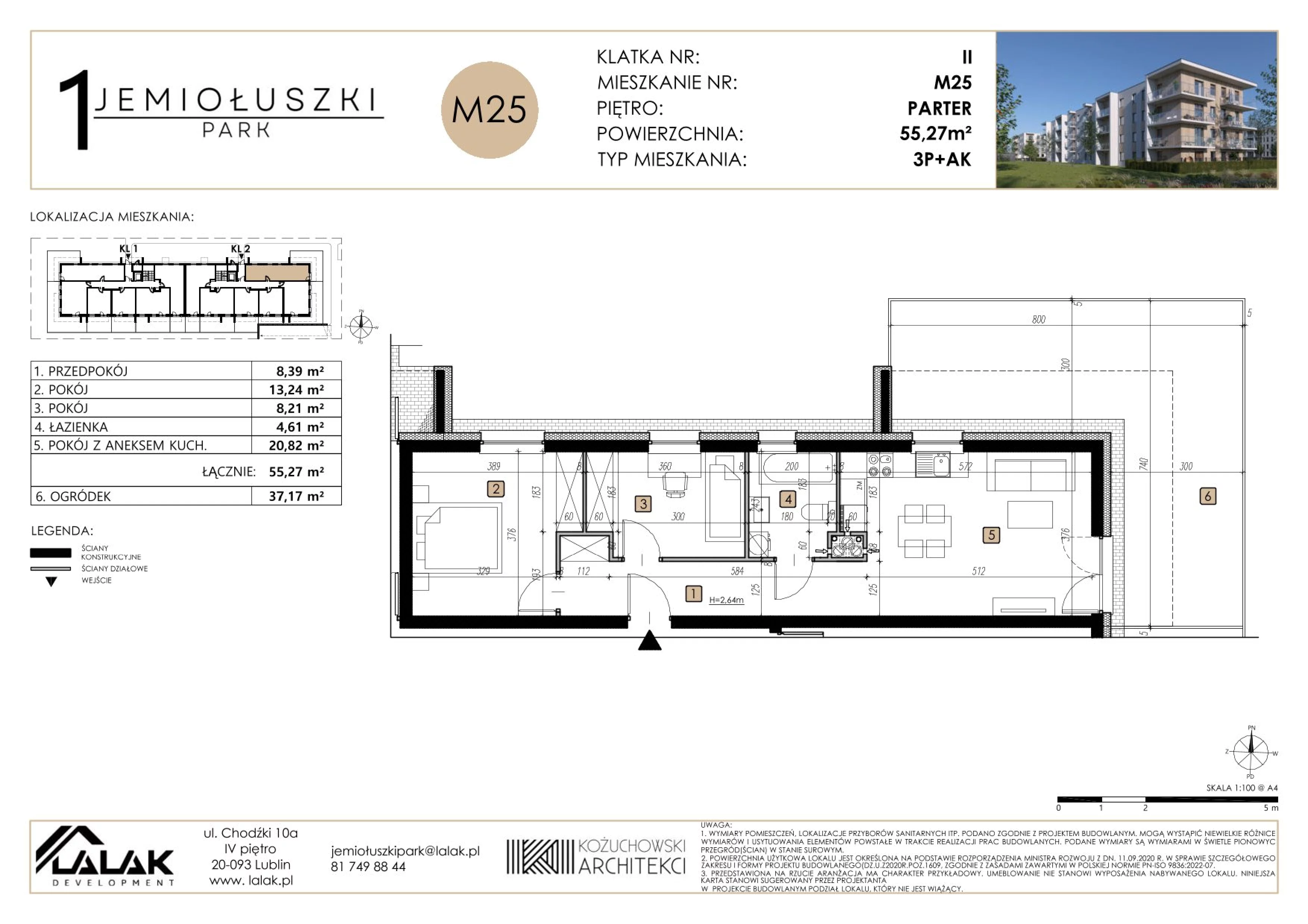 3 pokoje, mieszkanie 55,27 m², parter, oferta nr M25, Jemiołuszki Park, Lublin, Węglin Południowy, ul. Jemiołuszki