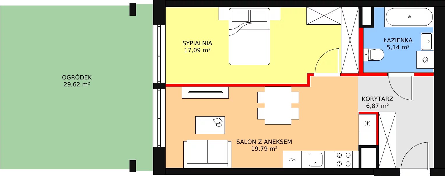 2 pokoje, mieszkanie 48,89 m², parter, oferta nr C/M01, Diamentowe Tarasy, Lublin, Wrotków, ul. Wolińskiego