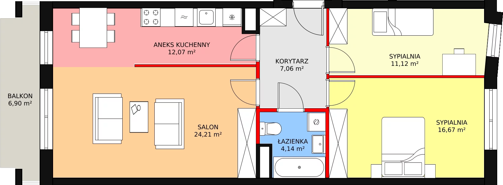 3 pokoje, mieszkanie 75,27 m², piętro 1, oferta nr C/M21, Diamentowe Tarasy, Lublin, Wrotków, ul. Wolińskiego