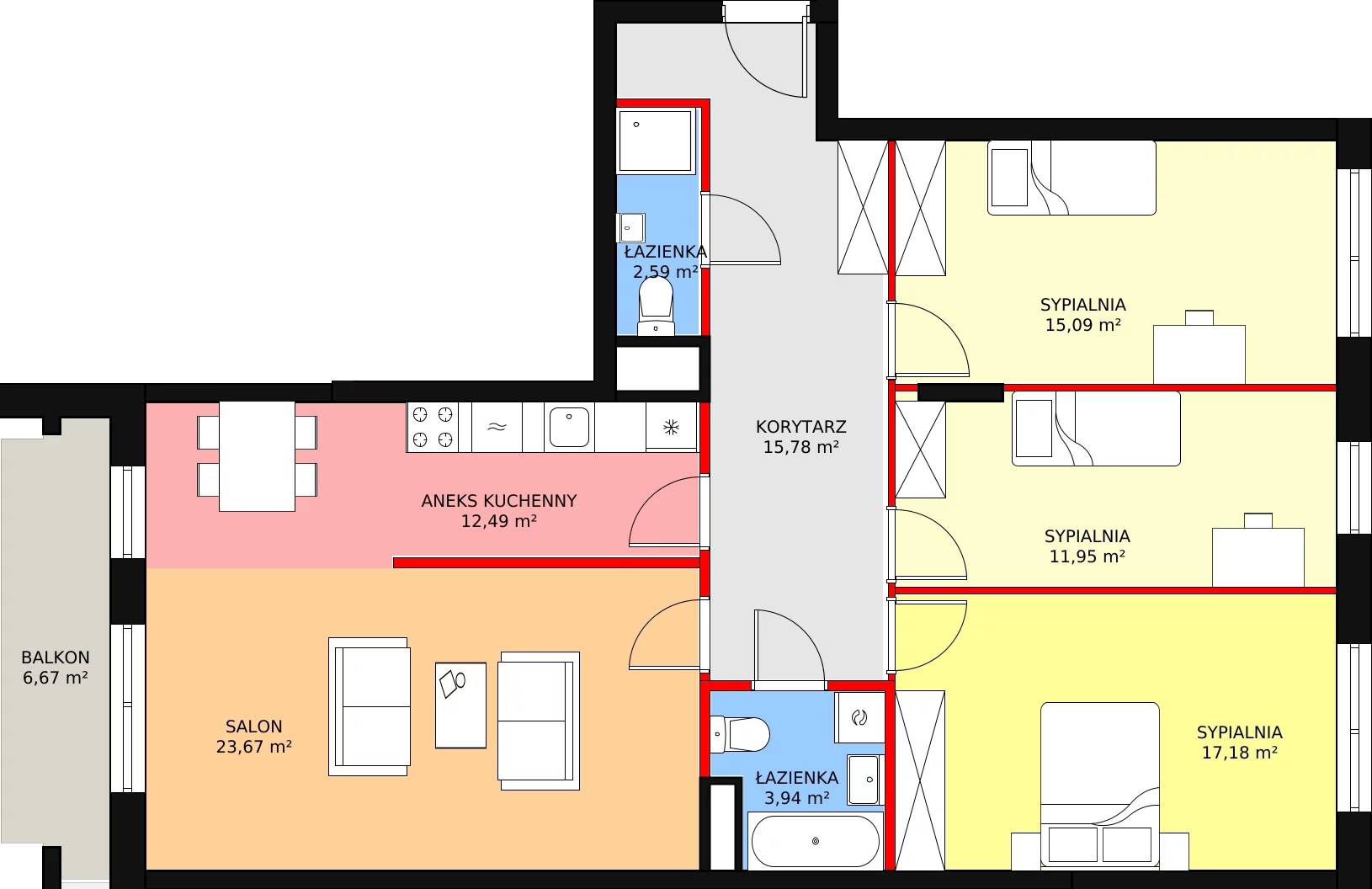 4 pokoje, mieszkanie 102,69 m², piętro 1, oferta nr C/M37, Diamentowe Tarasy, Lublin, Wrotków, ul. Wolińskiego