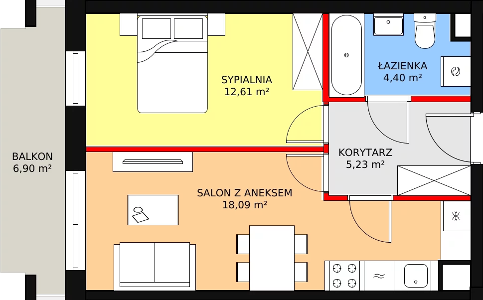 Mieszkanie 40,33 m², piętro 1, oferta nr C/M39, Diamentowe Tarasy, Lublin, Wrotków, ul. Wolińskiego