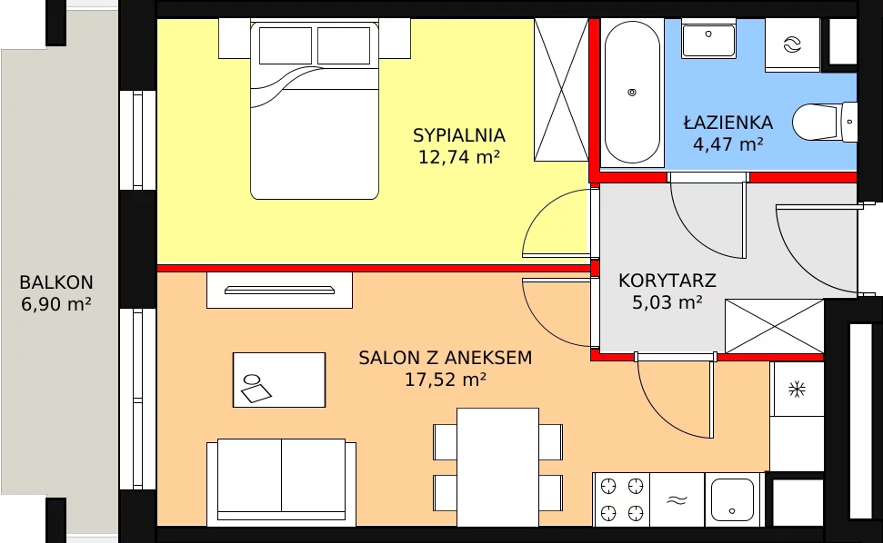 Mieszkanie 39,76 m², piętro 1, oferta nr C/M40, Diamentowe Tarasy, Lublin, Wrotków, ul. Wolińskiego