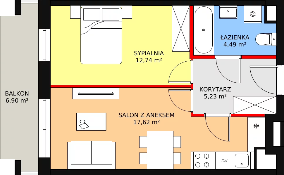 Mieszkanie 40,08 m², piętro 1, oferta nr C/M41, Diamentowe Tarasy, Lublin, Wrotków, ul. Wolińskiego