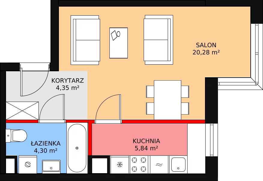 1 pokój, mieszkanie 34,77 m², piętro 1, oferta nr C/M43, Diamentowe Tarasy, Lublin, Wrotków, ul. Wolińskiego