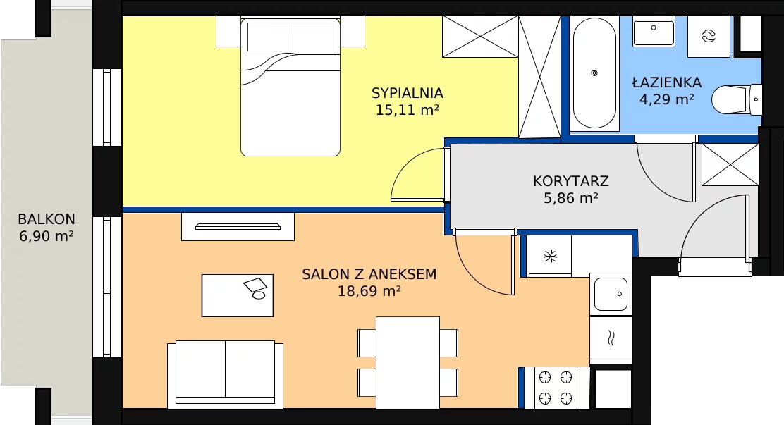 Zalety mieszkania 43.95 m², C/M24