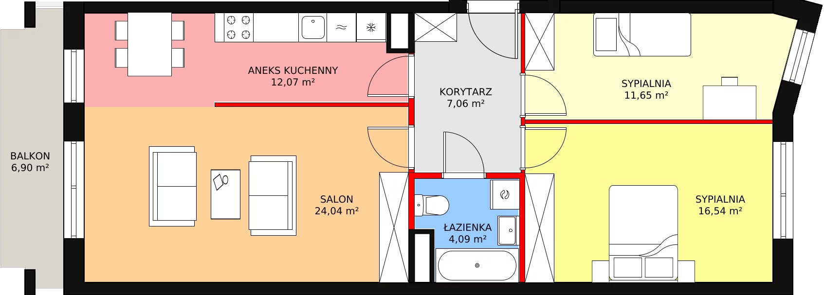 Nowe mieszkanie, 75,45 m², 3 pokoje, 5 piętro, oferta nr C/M17