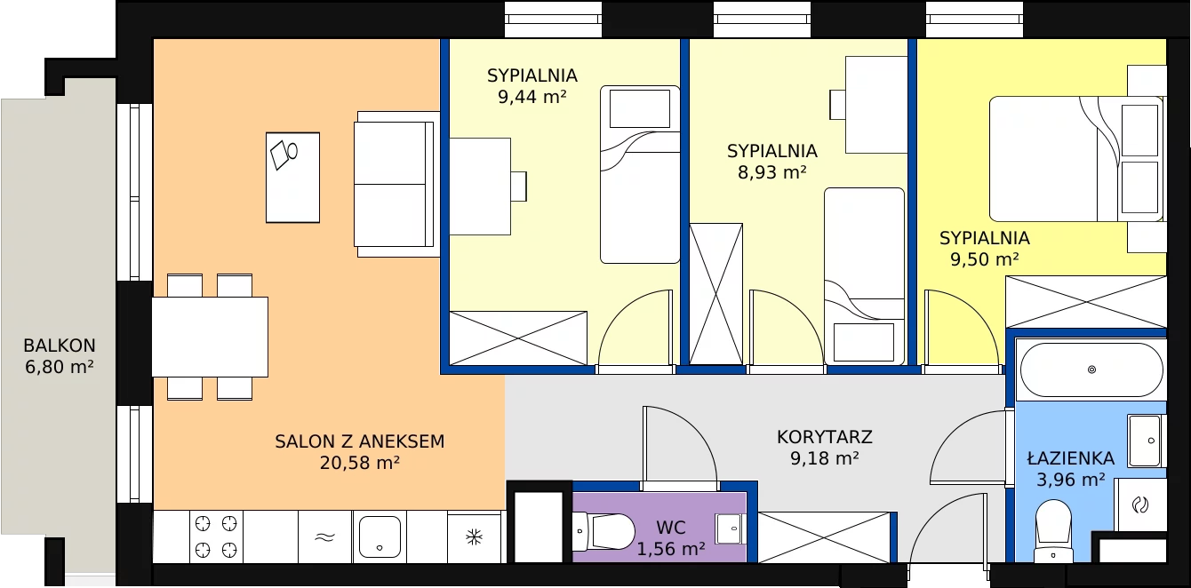 Zalety mieszkania 63.15 m², C/M70