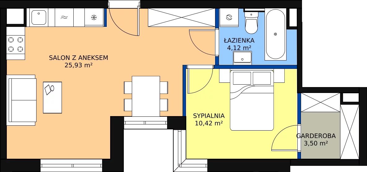 Zalety mieszkania 43.97 m², C/M76