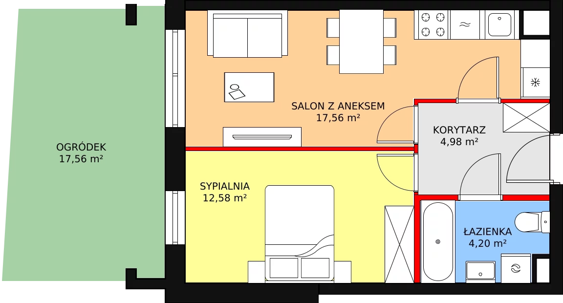 2 pokoje, mieszkanie 39,32 m², parter, oferta nr D/M01, Diamentowe Tarasy, Lublin, Wrotków, ul. Wolińskiego