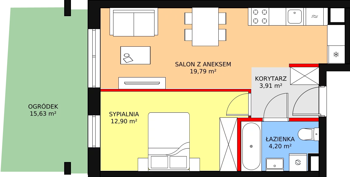 2 pokoje, mieszkanie 40,80 m², parter, oferta nr D/M02, Diamentowe Tarasy, Lublin, Wrotków, ul. Wolińskiego